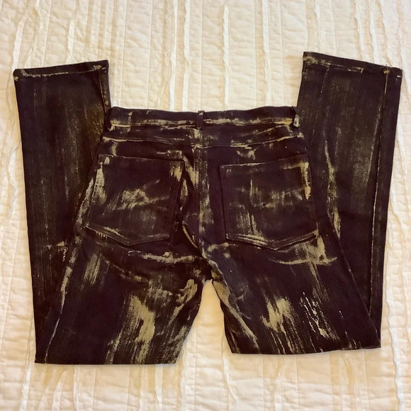 Dextee Brown & Gold 5 Pocket Jeans Sz-26 - Picture 3 of 6